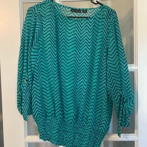 Two shades of blue; blouse by Metaphor (M)